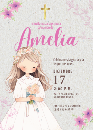 Invitación Digital para Comunión de Niña 