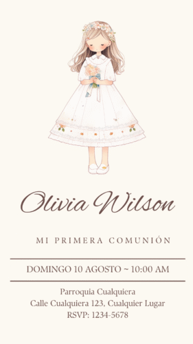 Invitación Virtual para Comunión de Niña