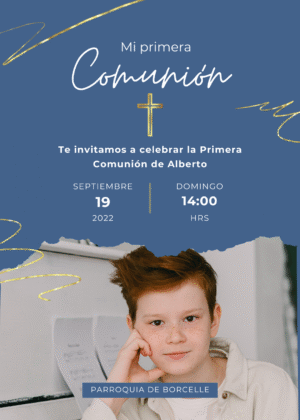 Invitación de comunión para niño con foto