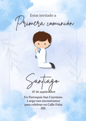 Invitación digital comunion para niño