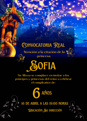 Invitación de Rapunzel con movimiento
