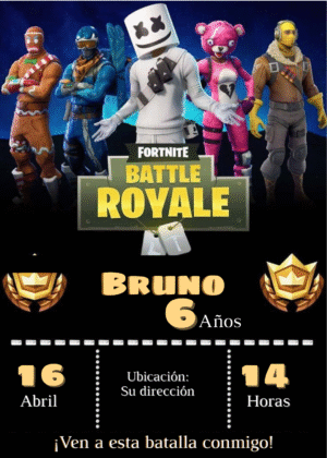 Invitación digital fortnite