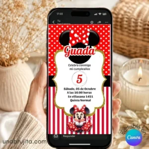 invitacion editbla minnie roja