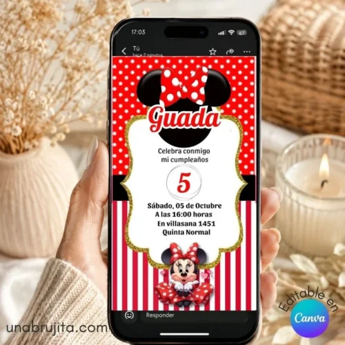 invitacion editbla minnie roja