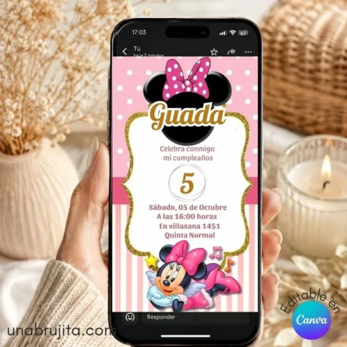 invitacion virtual minnie mouse editable