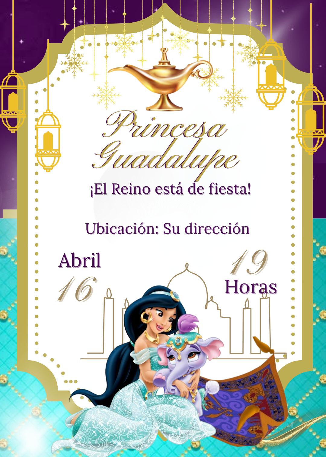 Invitación de Jazmin para cumpleaños