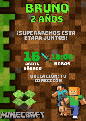 Invitación virtual Minecraft