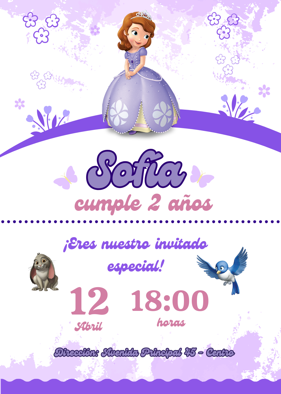 invitacion de la princesita sofia
