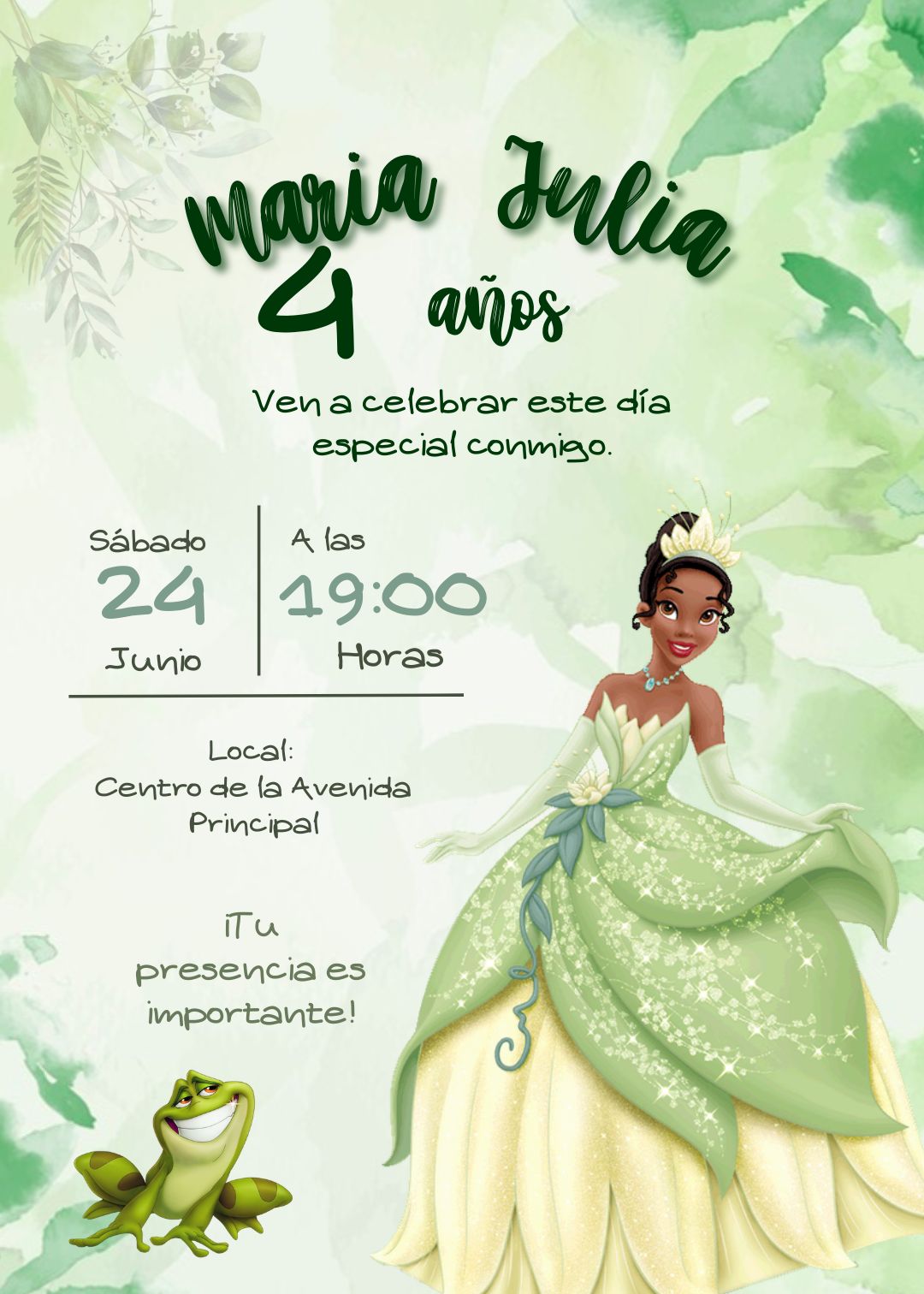 Invitación virtual de tiana