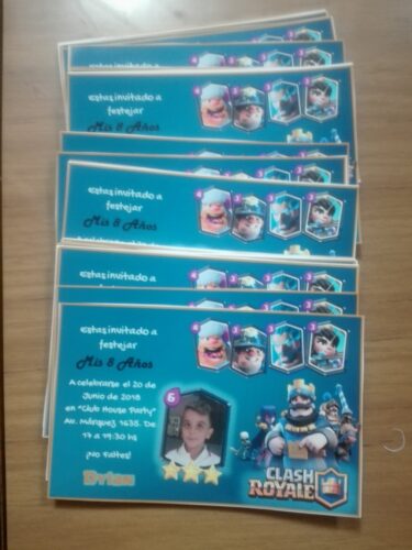 Invitaciones impresas de Clash Royale – diseño original de cumpleaños temático