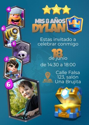 invitacion de clash royale para cumpleaños