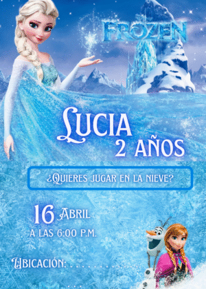 invitacion de frozen personalizada