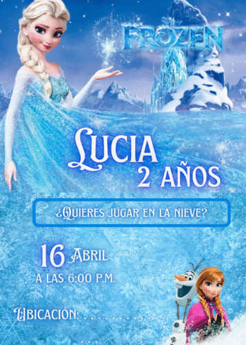 invitacion de frozen personalizada