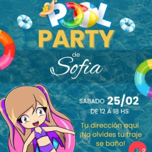 Invitación editable para Pool Party de Lyna