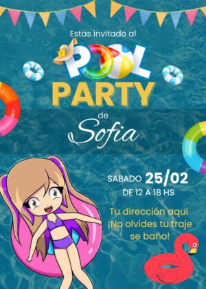 Invitación editable para Pool Party de Lyna