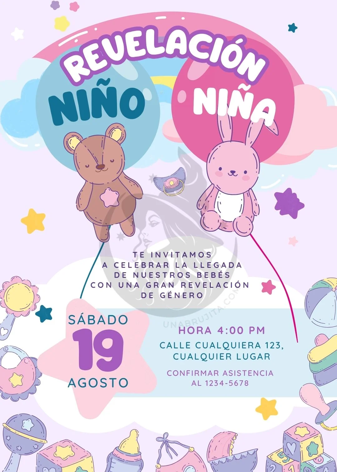 invitacion editable para revelacion de genero