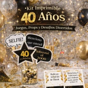 kit imprimible para 40 años de mujer