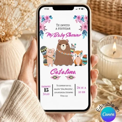 invitacion editable baby shower animalitos