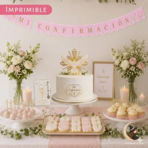 kit imprimible decoracion de confirmacion nena