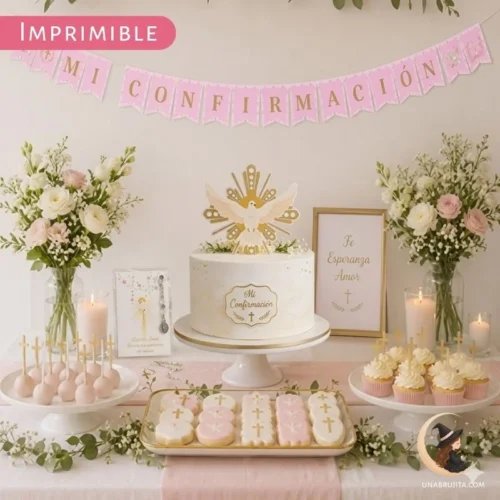 kit imprimible decoracion de confirmacion nena