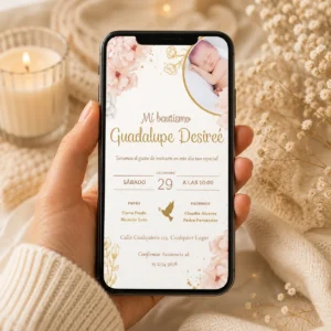 invitacion personalizada bautismo nena