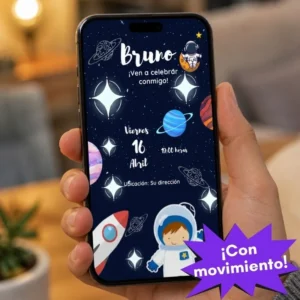 invitacion digital de astronauta con movimiento