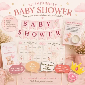 kit imprimible para baby shower nena