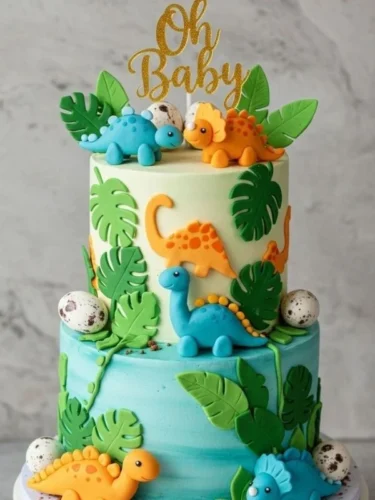 Torta de dinosaurios tiernos