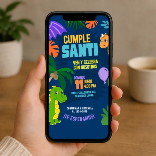 invitacion digital de dinosaurios para cumpleaños
