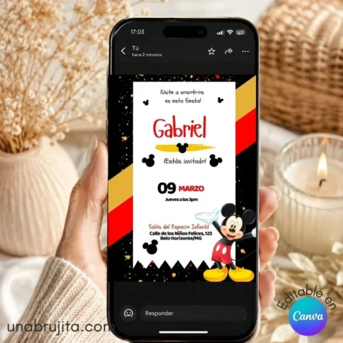 invitacion editable de mickey para cumpleaños