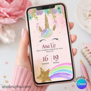 invitacion digital de unicornio