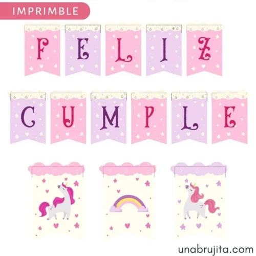 banderines imprimibles unicornio