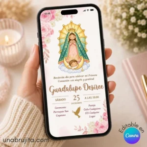 invitacion para comunion de la virgen de guadalupe