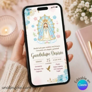 invitacion editable virgen de lujan porfis