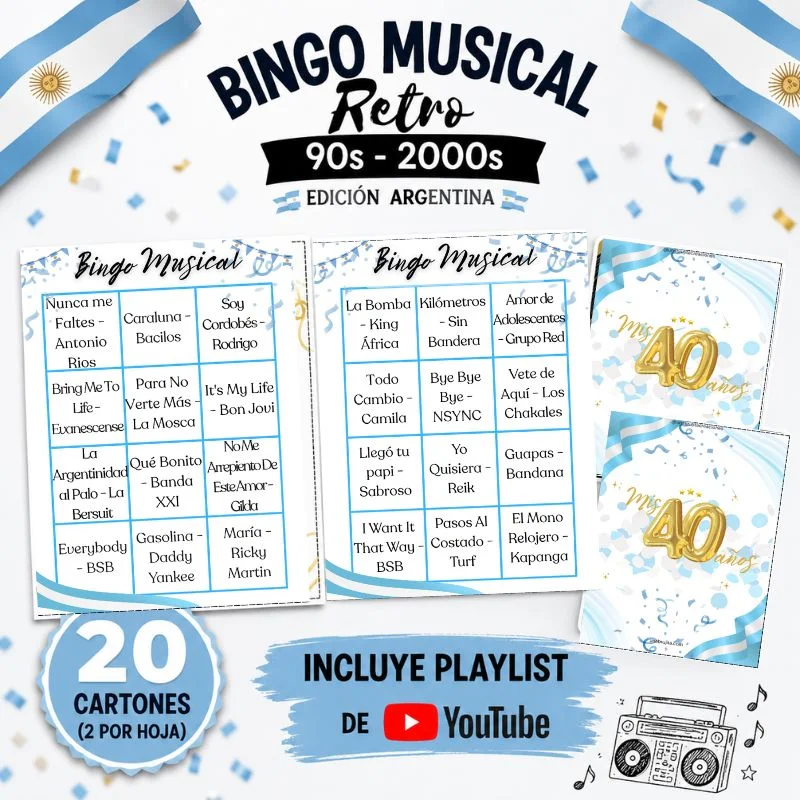 bingo musical retro 90-2000