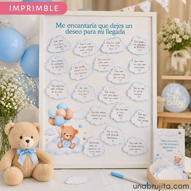 cartel de mansajes para el bebe varon
