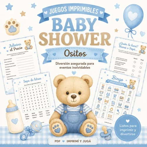 juegos imprimibles para baby shower varon