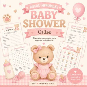 juegos imprimibles para baby shower nena