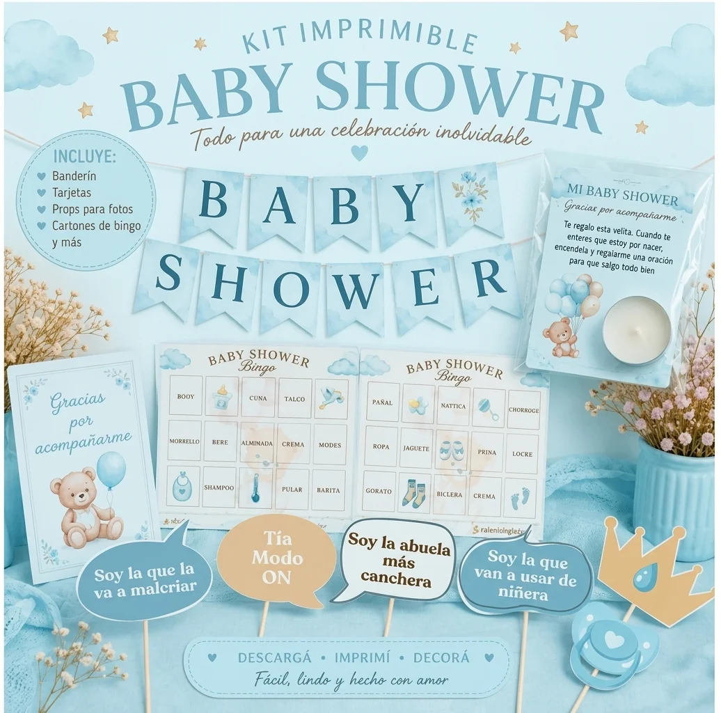 kit para baby shower varon ositos